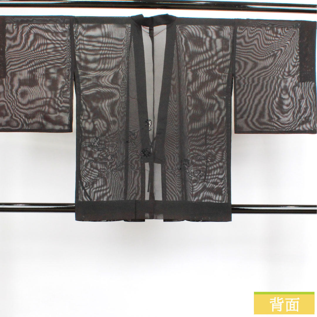 羽織 正絹 身丈81.5cm 裄丈68cm 夏物 抽象模様 紗 Sランク 夏物 黒系 1117000852910