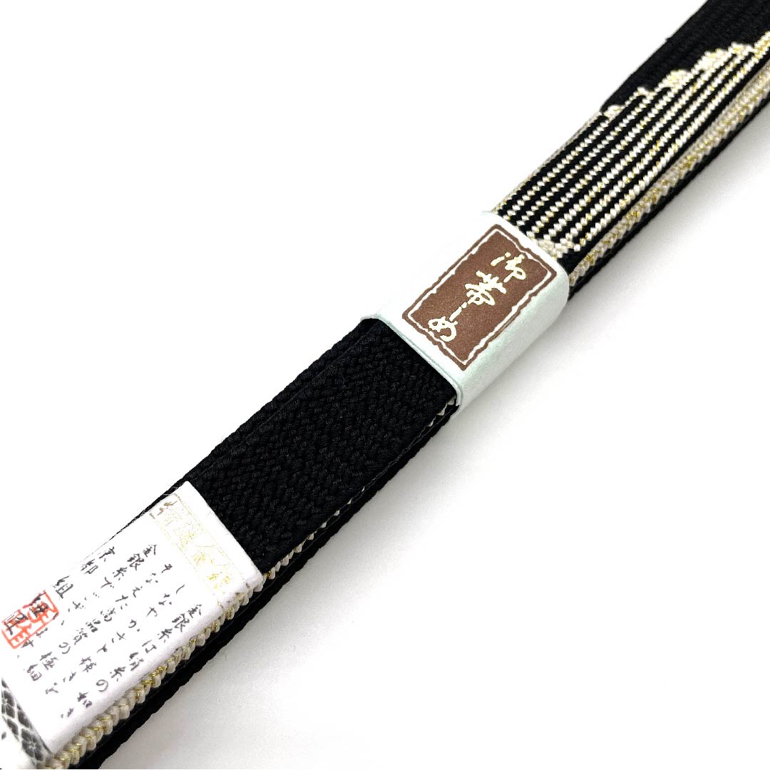 (新古品) 帯締め 正絹 四分紐 黒色(くろいろ) 創作手組紐 特選金銀糸使用 新古品 長さ約165cm 幅約1.5cm セミフォーマル Sランク 黒系 1135001782910