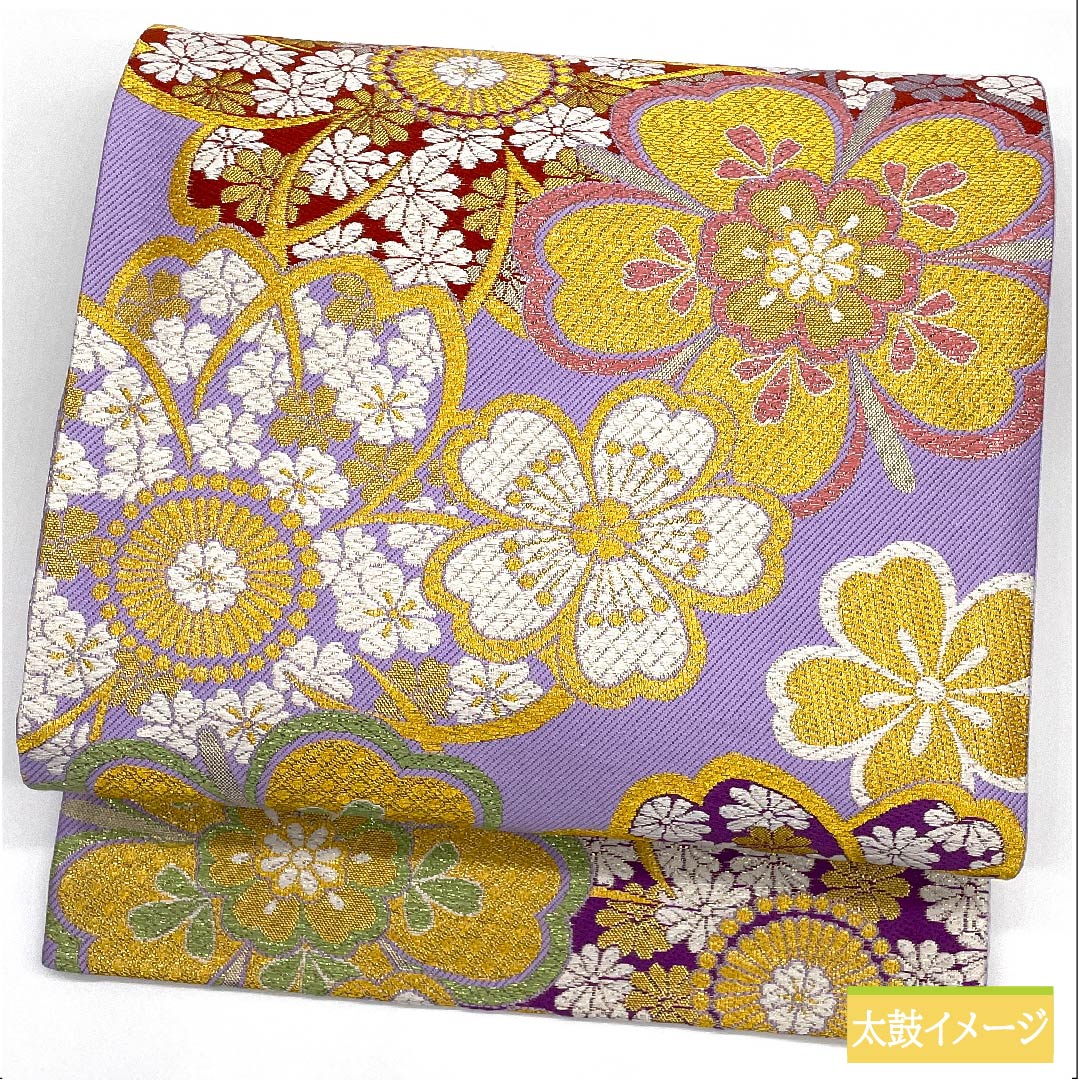 Fukuro Obi, Pure Silk, Pale Purple, Cherry Blossom, Length 446cm, S Rank, Six-way, Formal, Purple, 1123011642320