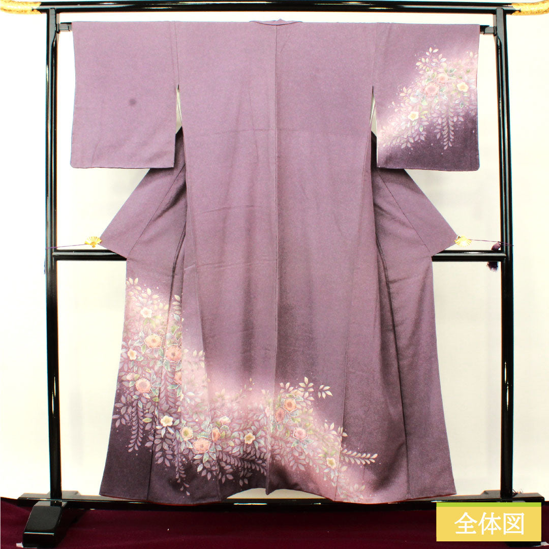 訪問着 正絹 袷 身丈154.5cm 裄丈67cm 滅紫色(けしむらさきいろ) 辻ヶ花 Aランク 紫系 1112004753220