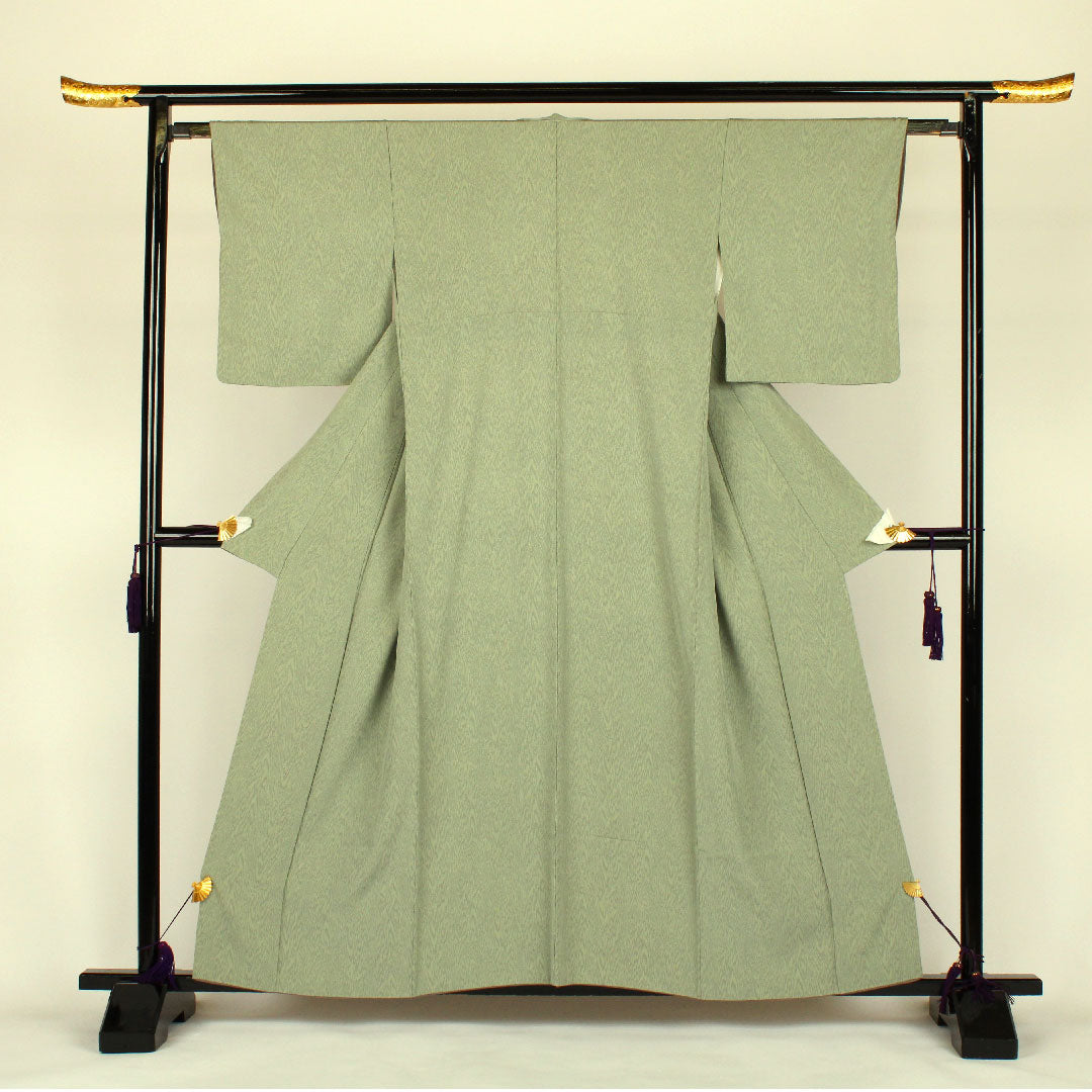 小紋 身丈160cm 裄丈63cm 袷 幾何学模様 正絹 Aランク 緑系 1115000233319