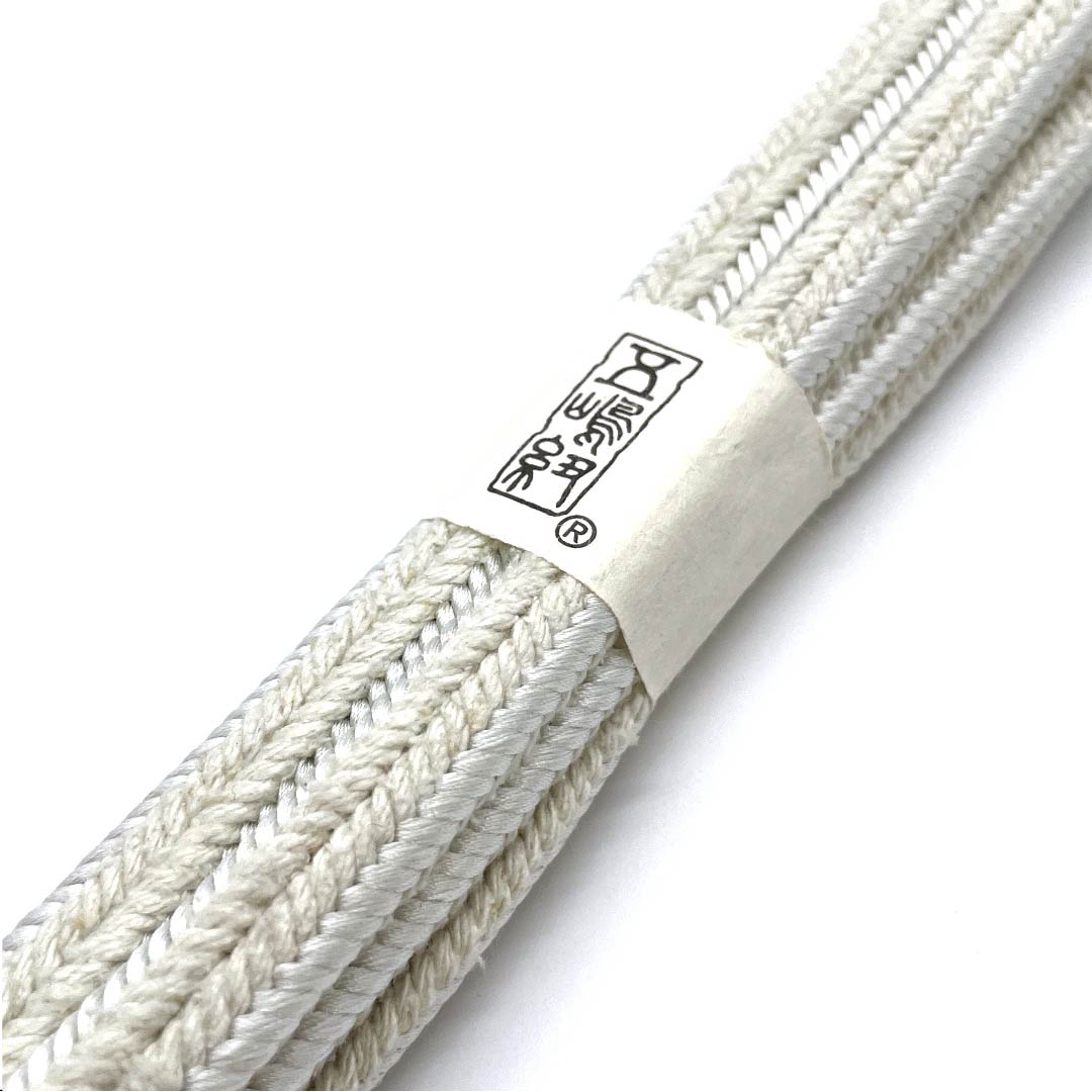 (新古品) 帯締め 正絹 四分紐 卯の花色(うのはないろ) 青白磁色(せいはくじいろ) 五嶋紐 江戸組紐 長さ約159cm 幅約1.2cm カジュアル Sランク 白系 1135002482311