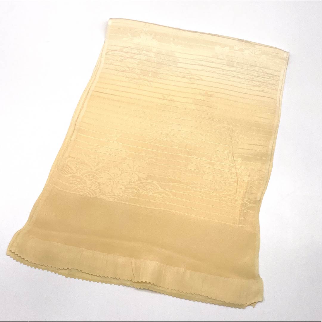 Obiage Silk S-Rank Semi-Formal Mitsudasou-iro (Lead Oxide Color) Summer Nadeshiko Seigaiha Length approx. 170cm Width approx. 29.5cm Beige 1136003092925
