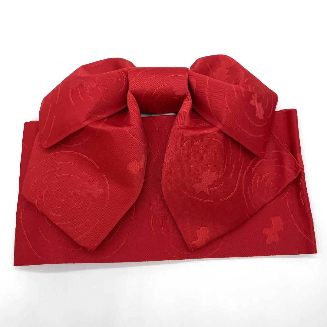 作り帯 ポリエステル 紅赤色(べにあかいろ) 金魚 リボン 浴衣用 Sランク 赤系 1131000742912