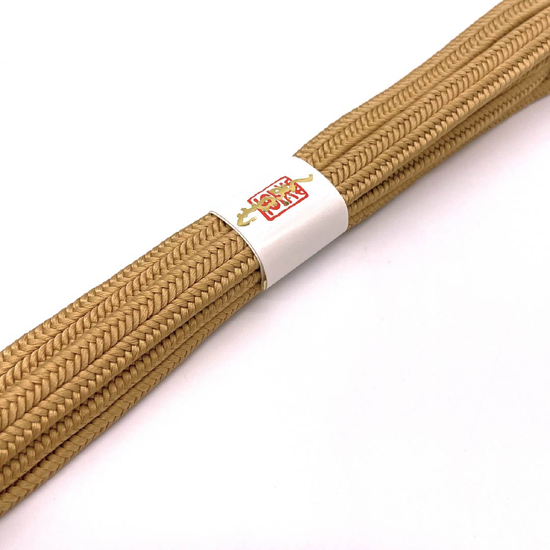 (New old stock) Silk obijime (belt fastener) in gray, golden yellow, crown set, new old stock, length 156cm, width 1cm, semi-formal, new rank, brown, 1135003741314