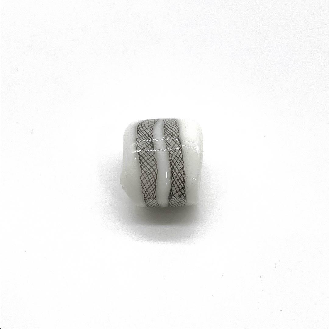 (New old stock) Glass Obi fastener, casual, white, glass beads, spiral, geometric pattern, length approx. 2cm, width approx. 2.5cm, A grade, white, 1137000583911