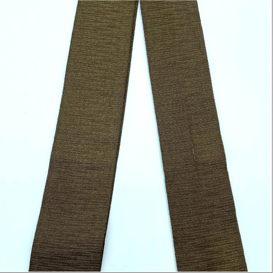 (未仕立)角帯 正絹 苦色(にがいろ) 幾何学模様 帯丈368cm 幅9cm Aランク 茶系 1134000253914