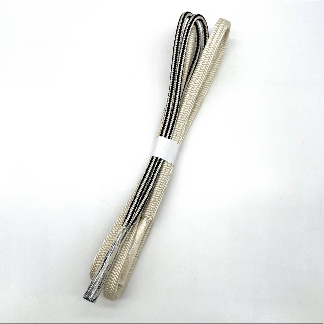 帯締め 正絹 Sランク モノトーン 丸組 長さ約168cm 幅約1cm カジュアル 白系 1135005912311