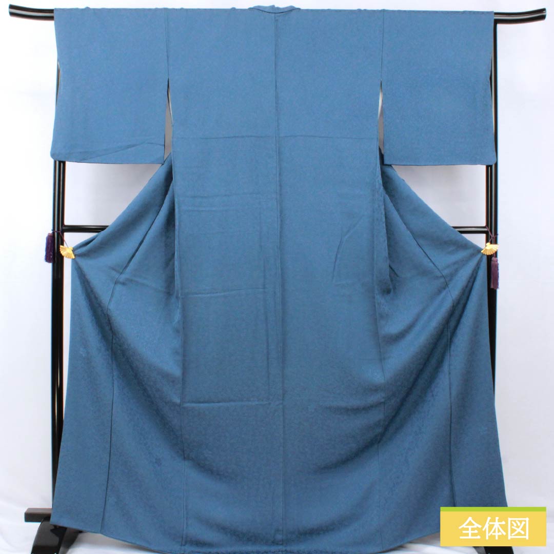 リサイクル着物】色無地 正絹 Aランク 身丈169.5cm 裄丈67cm 濃二藍色