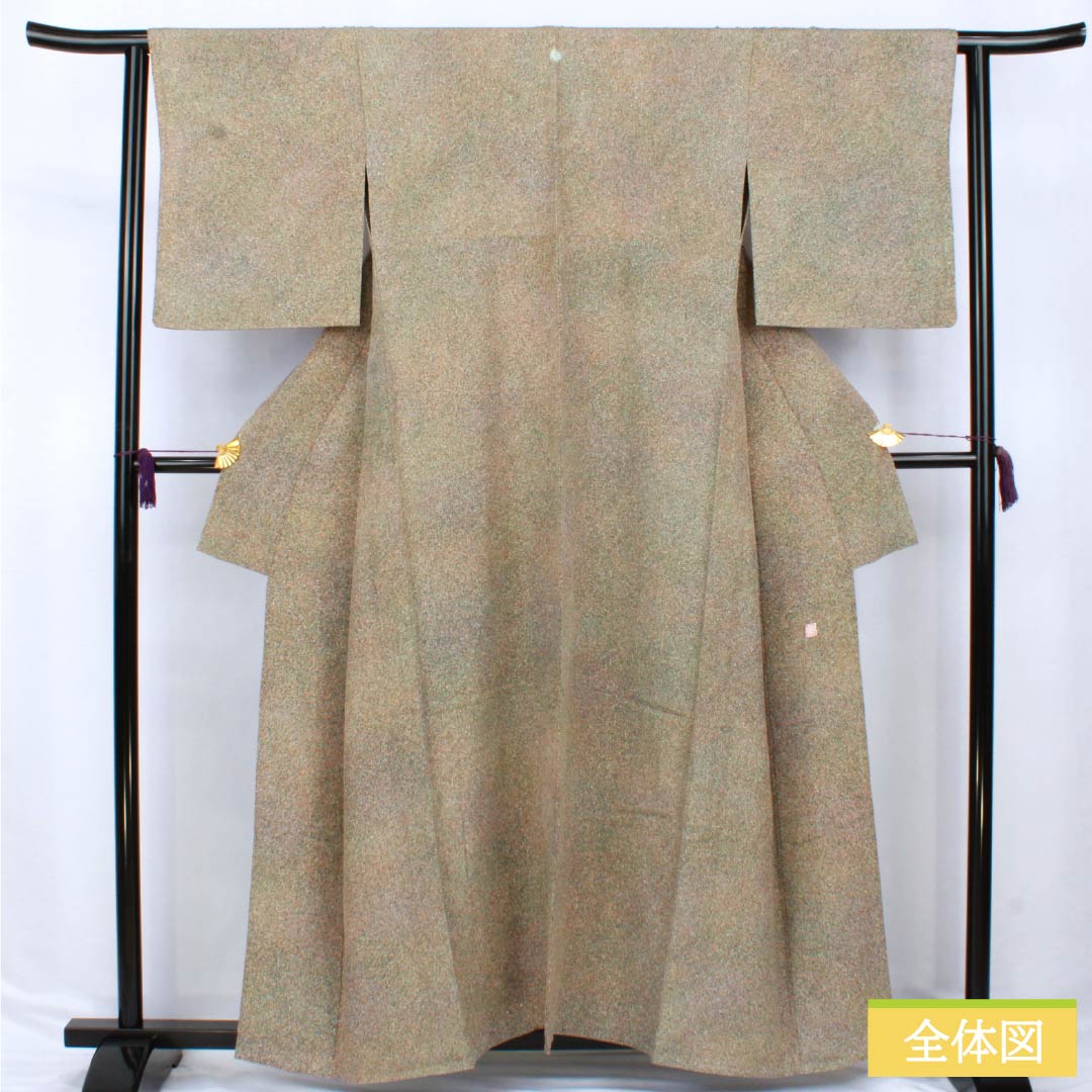 小紋 正絹 Aランク 身丈157.5cm 裄丈63cm 単衣 剣片喰 一つ紋 タタキ染 グラデーション系 1115006733399