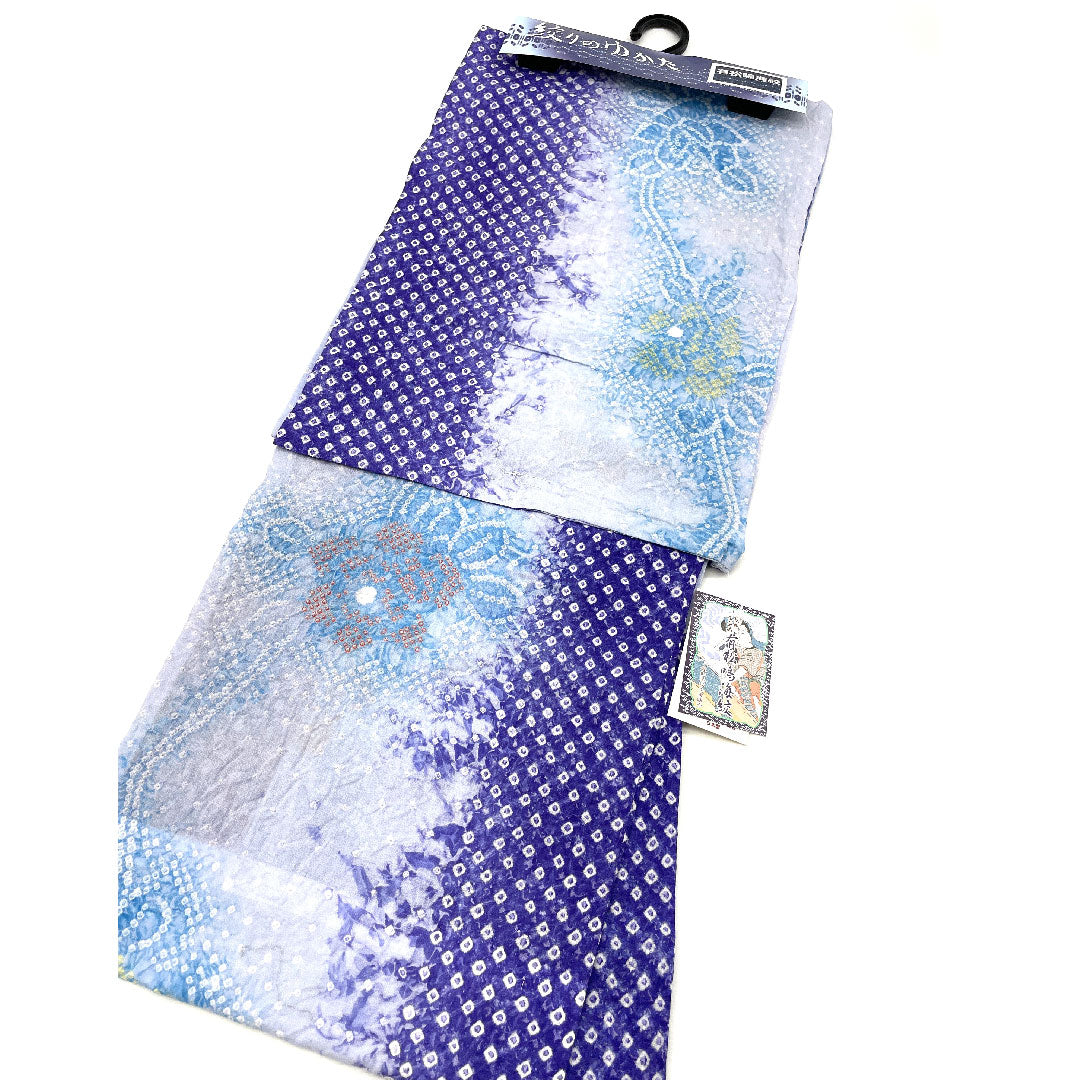 (新品)浴衣 有松鳴海本絞り 身丈163cm 裄丈68cm 花柄 鹿の子絞り木綿 NEWランク 単衣 身丈163cm 紫系 1118000711417