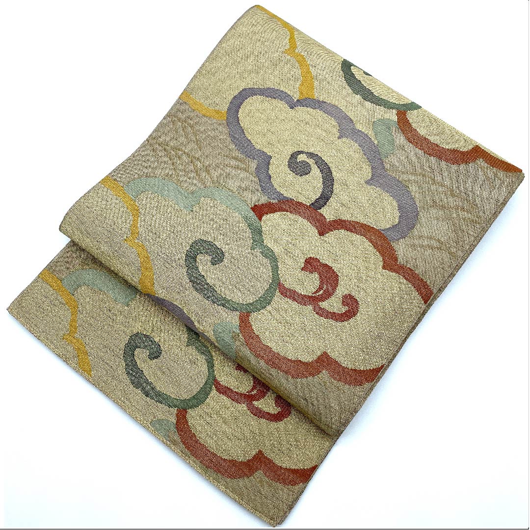 Fukuro Obi with Cloud Flying Pattern, Length 440cm, Pure Silk, S Rank, Six-pass, Semi-formal, Gradient, 1123007892399