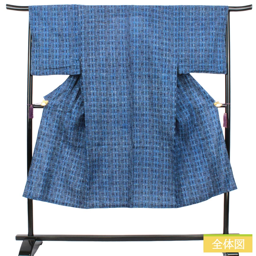 メンズ浴衣 木綿 Sランク 身丈136cm 裄丈67.5cm 濃紺色(のうこんいろ) 抽象模様 単衣 紺系 1138000492318