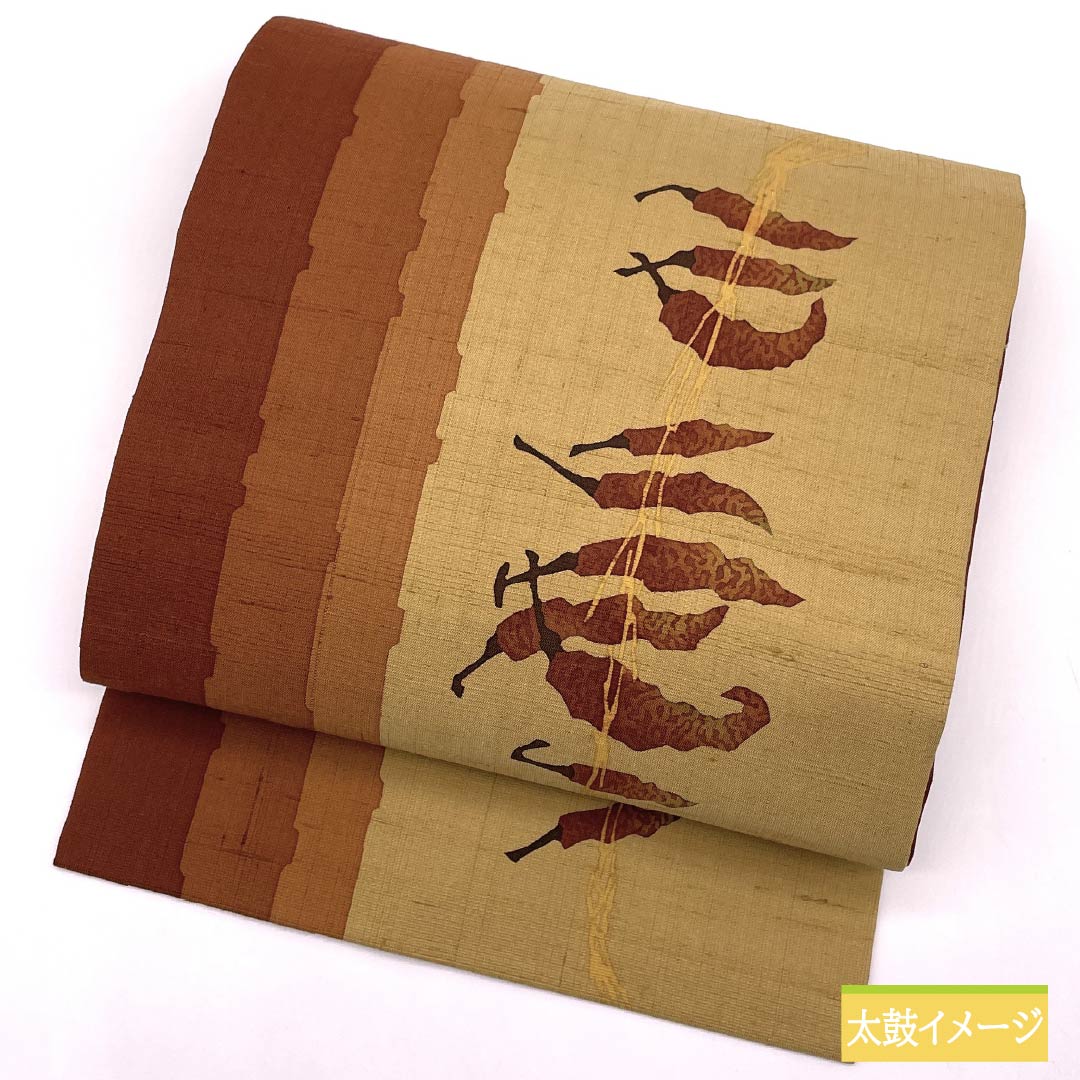 Nagoya Obi Straw Color (Mugiwarairo) Tsumugi Fabric Dyed Obi Vegetables Obi Length 404cm Pure Silk S Rank Pointed Pattern Casual Gradient Style 1124007412499 Nagoya Made