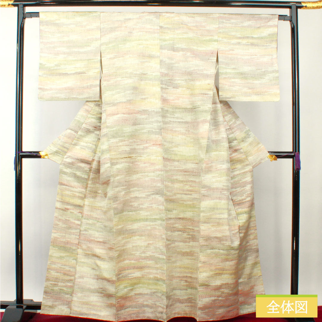 紬 正絹 身丈164cm 裄丈64cm ボカシ模様 Aランク 袷 グラデーション系 1116003583499