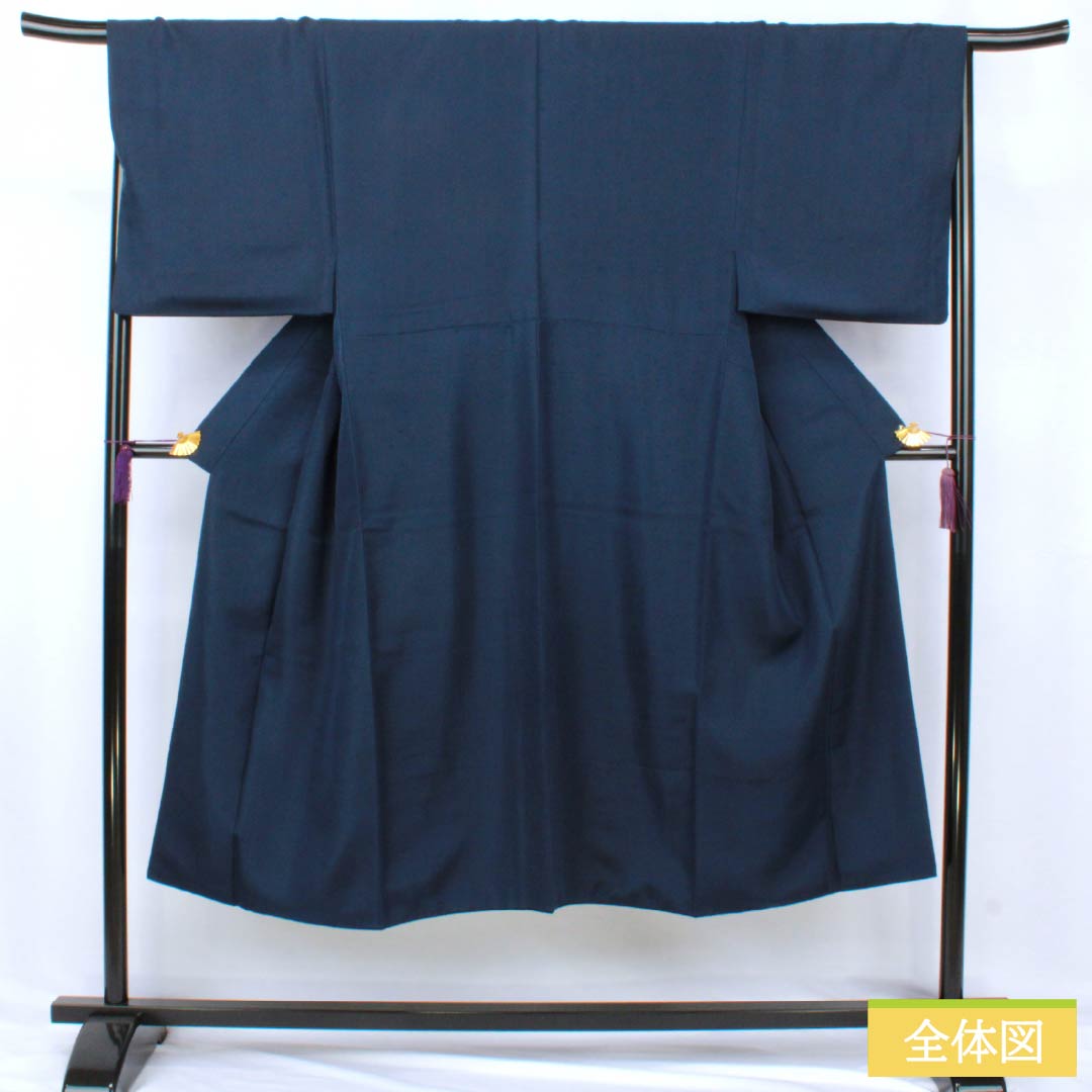 男物 正絹 Bランク 身丈139.5cm 裄丈68cm 紺色(こんいろ) ひげ紬 袷 紺系 1119001464318
