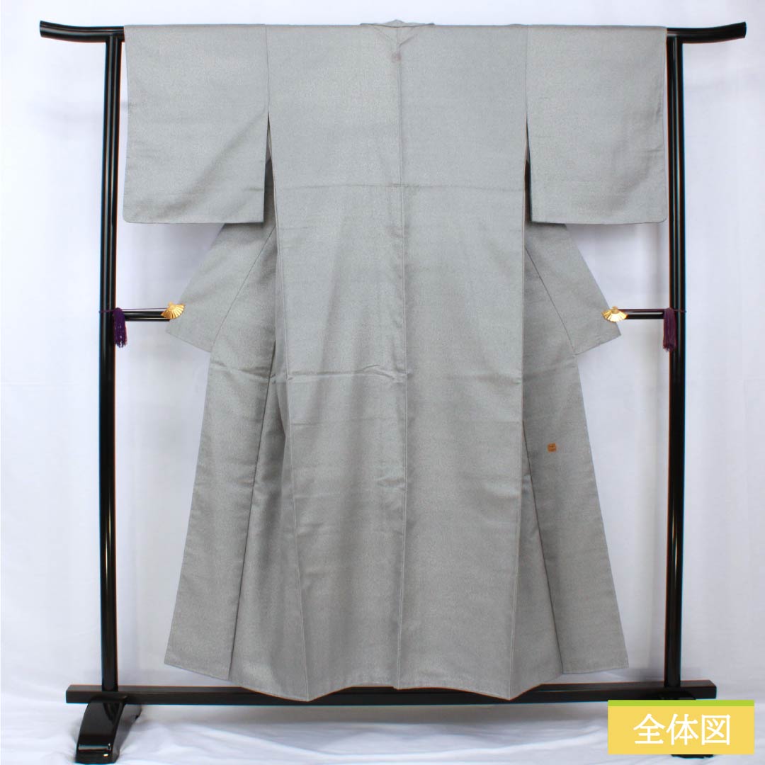 小紋 正絹 身丈153cm 裄丈62.5cm 袷 銀色(ぎんいろ) 天目染 しつけ糸付き Aランク グレー系 1115005353222