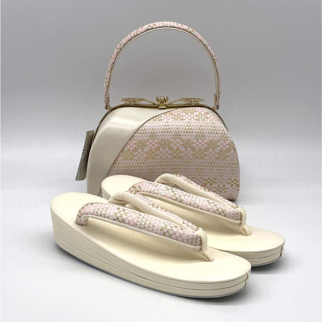 (新古品)草履バッグセット フォーマル Aランク 鱗 帯地 Lサイズ クリーム系 1133000413415