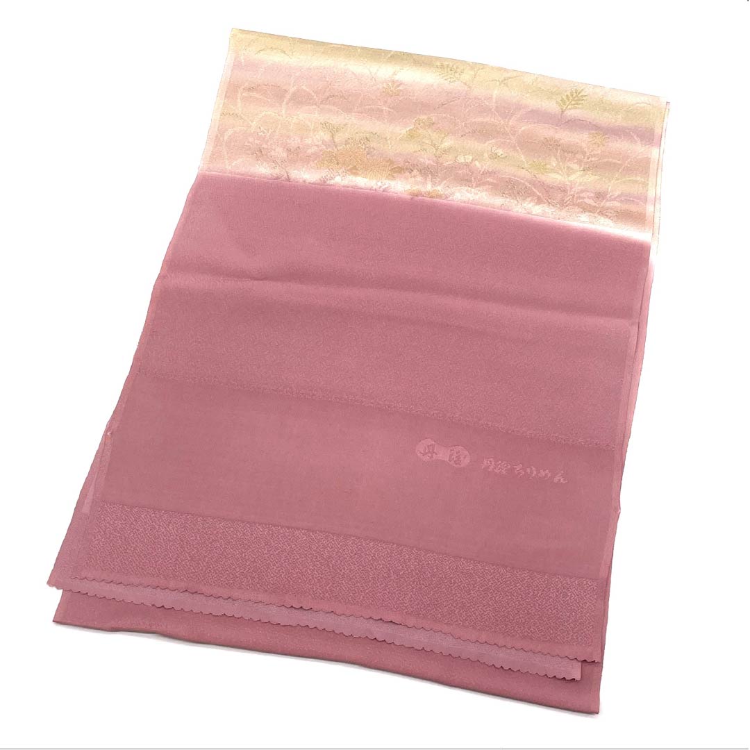 帯揚げ 正絹 Sランク セミフォーマル 美人祭色(びじんさいいろ) 丹後ちりめん 草花 長さ約175cm 幅約30.5cm ピンク系 1136004172913