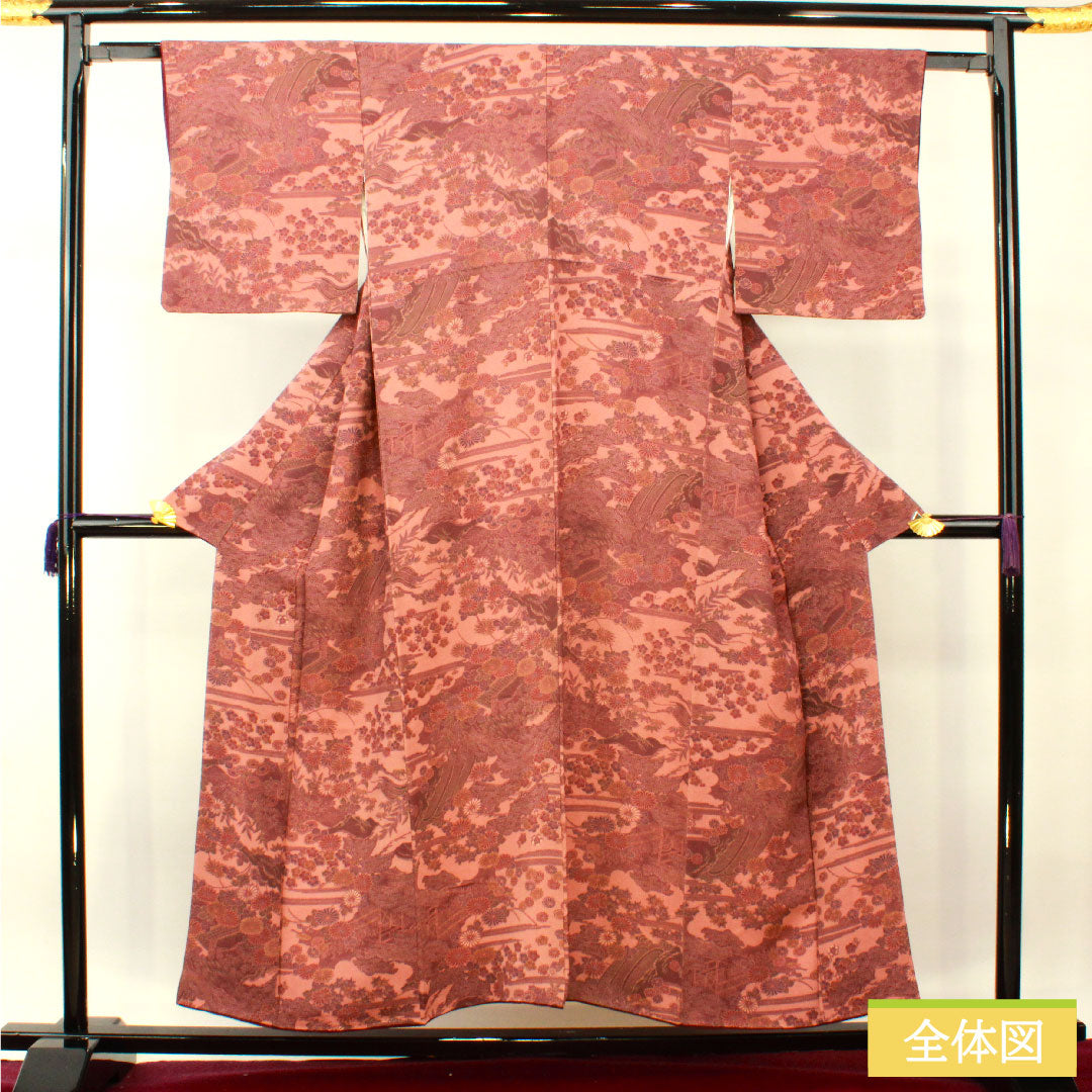 Komon, pure silk, length 152.5cm, sleeve length 60.5cm, lined, light purple, Edo Komon, Rokutani Hiroomi, traditional craftsman, Chayatsuji, S rank, purple, 1115004322220