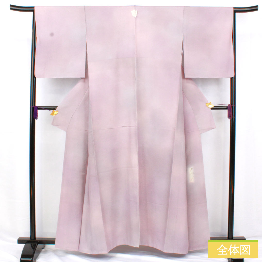 色無地 正絹 身丈159cm 裄丈66cm 素無地 斉藤三才 作家物 丹後ちりめん 袷 Sランク 紫系 1114001762320