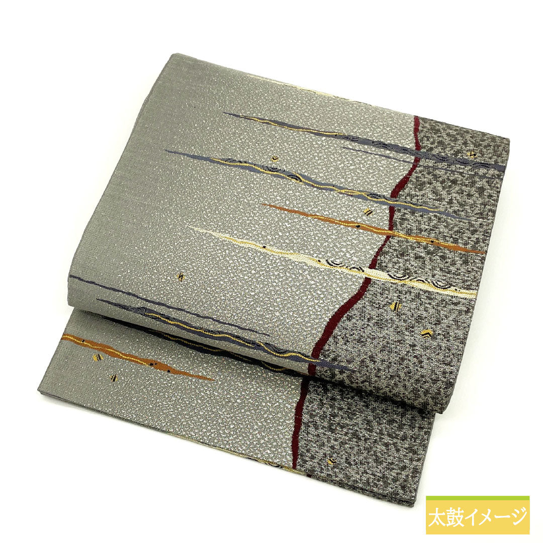 幅広い用途に♪ 斬新でモダンな袋帯　全通　正絹 リサイクル着物】袋帯 正絹 Sランク 抽象模様 西陣織 帯丈444cm 六通