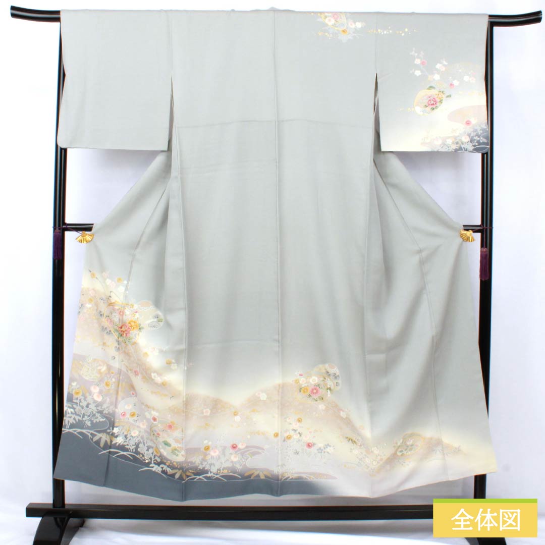 リサイクル着物】訪問着 正絹 Aランク 袷 身丈153cm 裄丈63.5cm 魚肚白