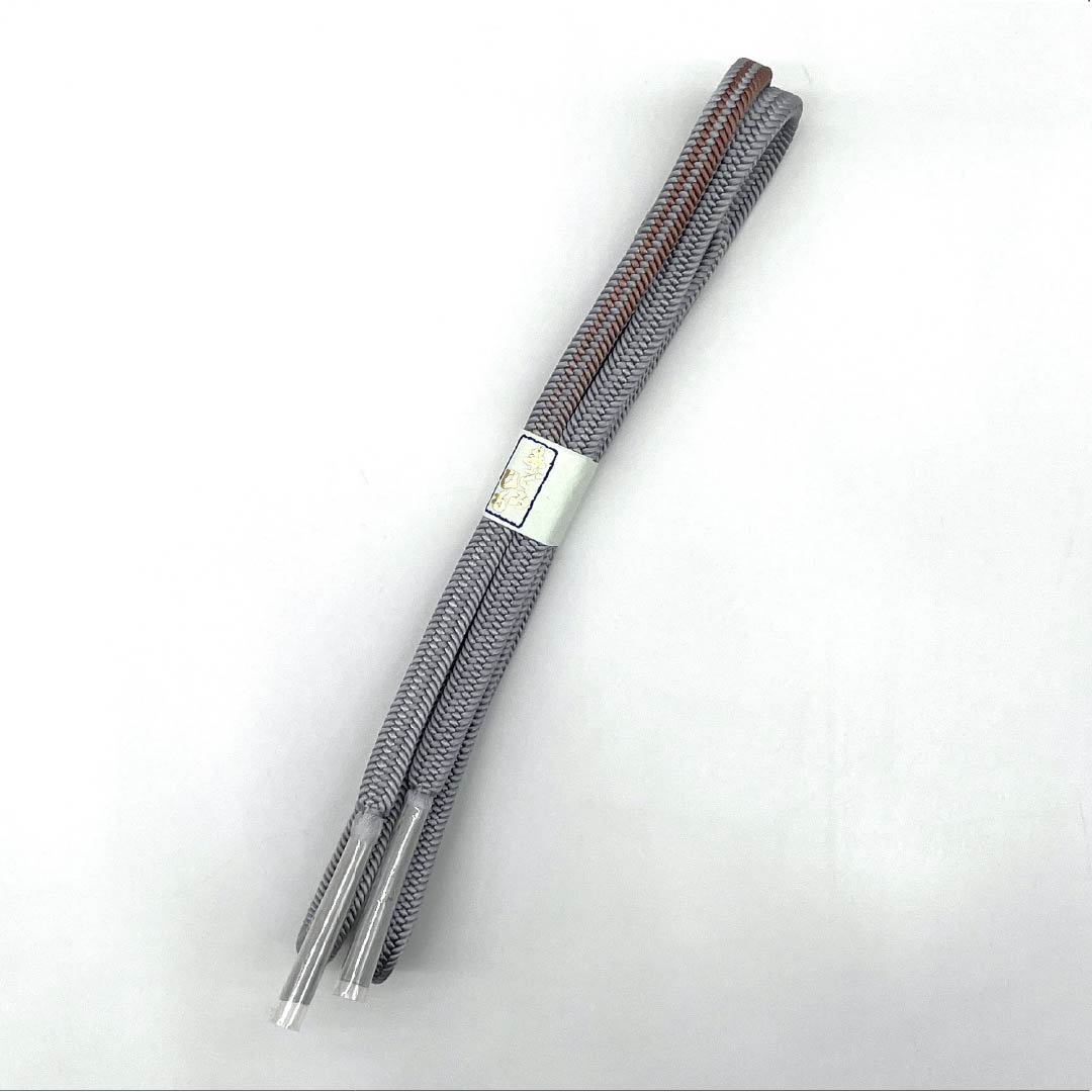 帯締め 正絹 Sランク 白銅色(はくどういろ) 長さ約162cm 幅約1cm カジュアル グレー系 1135005922322