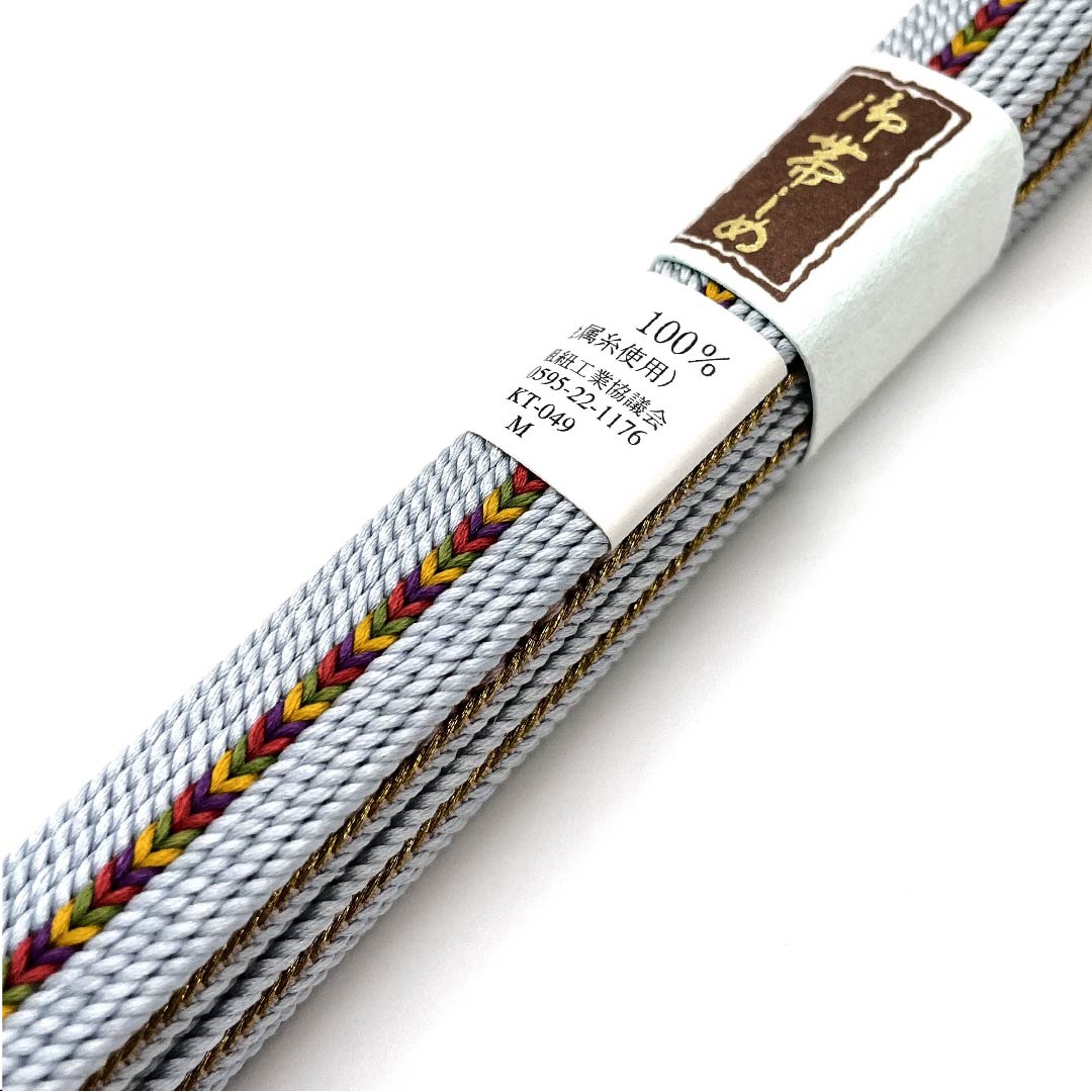(新古品) 帯締め 正絹 四分紐 蒼白色色(そうはくしょくいろ) 京くみひも 三分金銀糸 金属糸使用 長さ約162cm 幅約1.5cm セミフォーマル Sランク 水色系 1135001062924