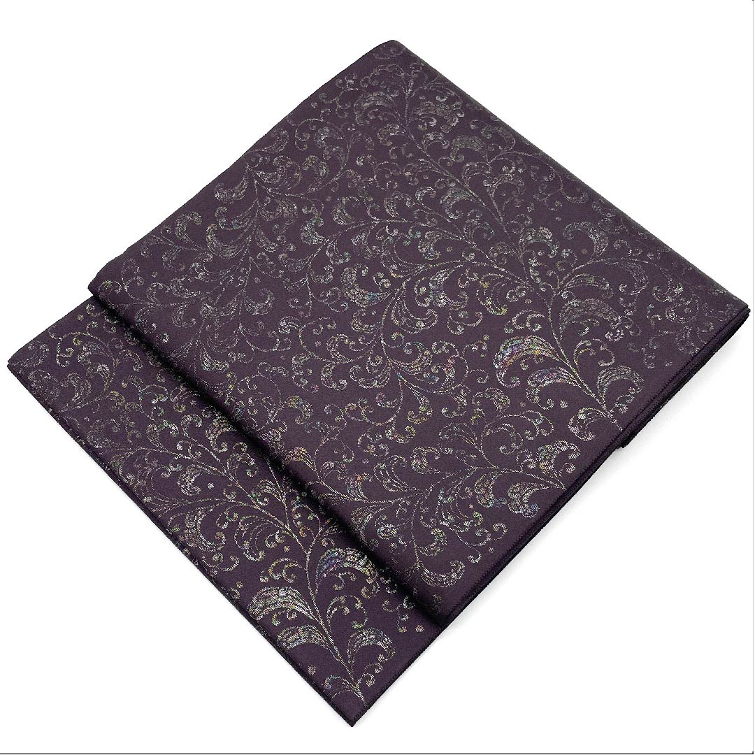 袋帯 紫烏色色(しうしょくいろ) 更紗模様 誉田屋源兵衛 帯丈446cm 正絹 Sランク 六通 カジュアル 紫系 1123006792320