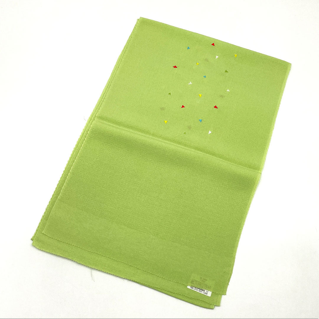(Like New) Silk Obiage (Sash) - New, Casual, Pale Light Green, with Triangle and Geometric Patterns, Pop Style, Approximately 176cm Long, 28cm Wide, Green, Product Number: 1136001501919