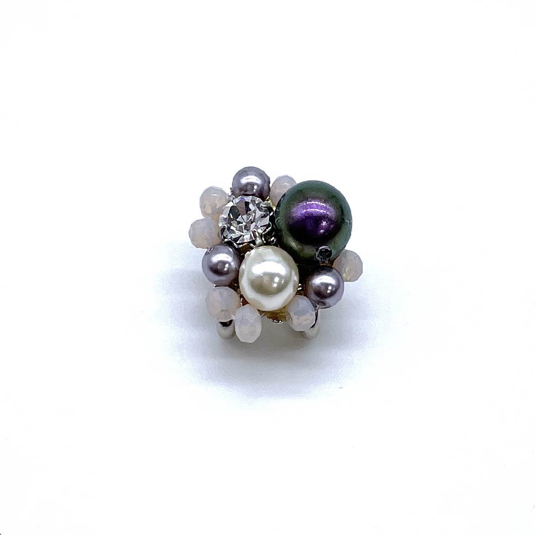 (New old stock) Obi clasp, other, casual, white, pearl, rhinestone, length approx. 2cm, width approx. 2cm, S rank, white, 1137000822911