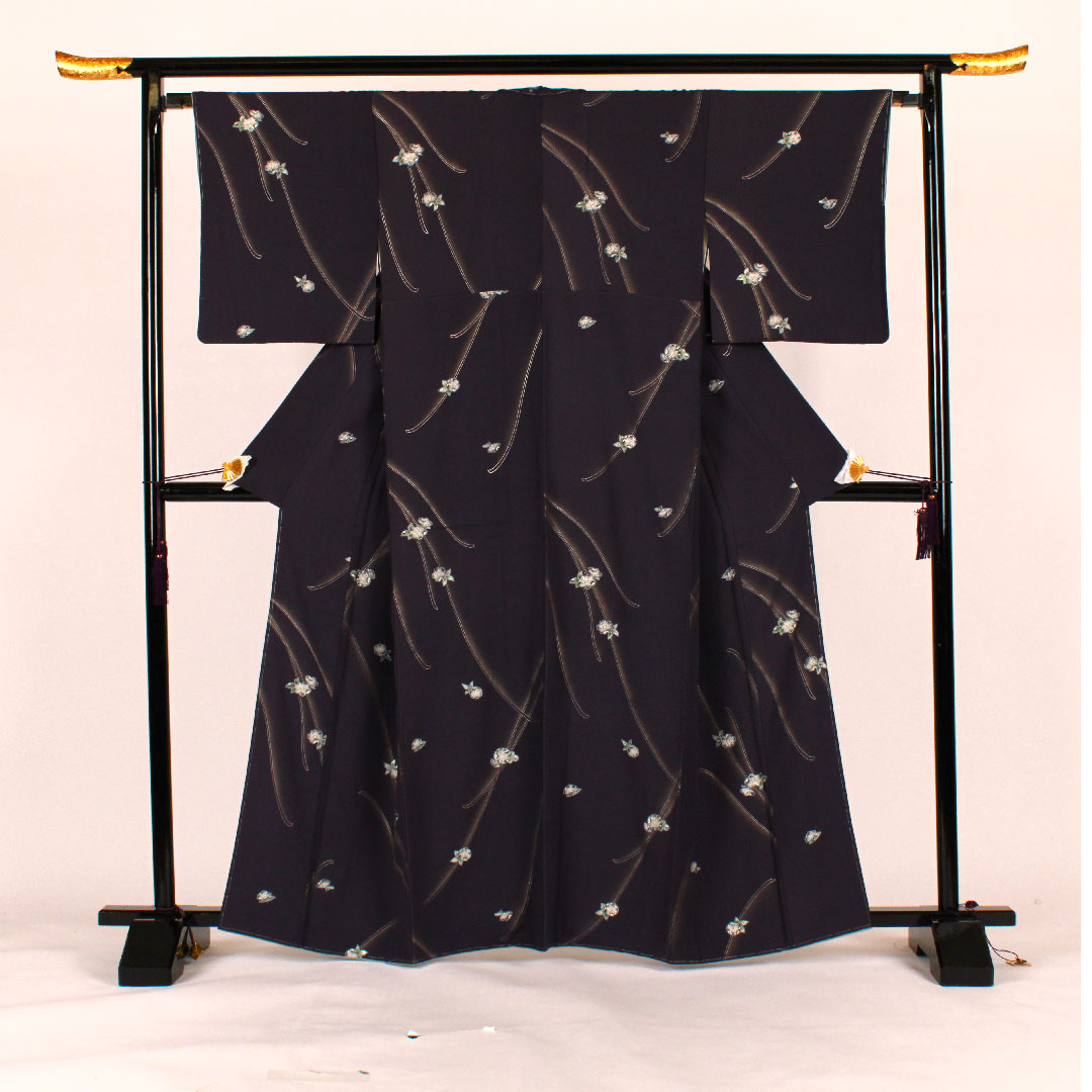 Komon, Length 164.5cm, Sleeve length 66cm, Lined, Flower pattern, Pure silk, S rank, Purple, 1115001162320