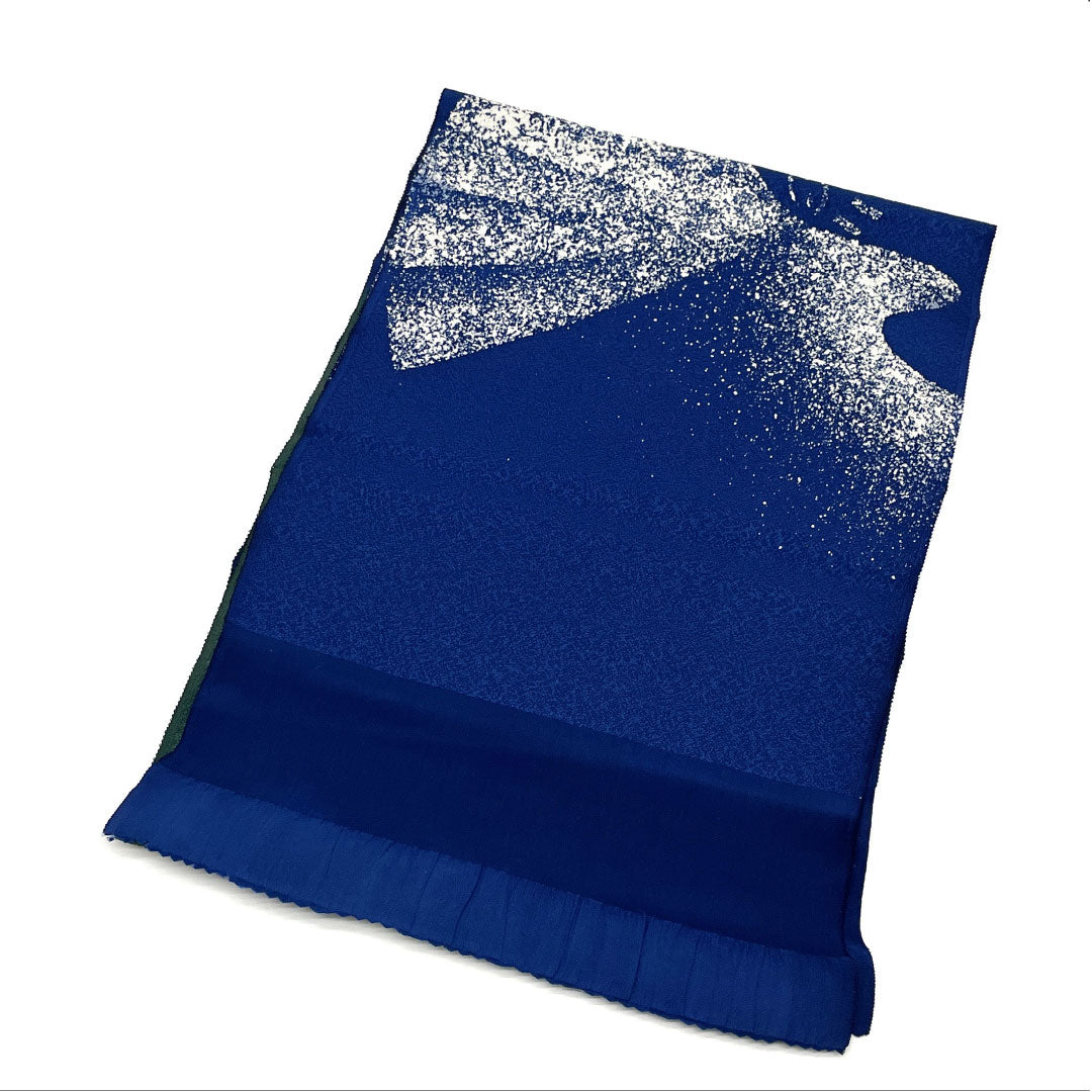 帯揚げ 正絹 Sランク カジュアル 紺藍色(こんあいいろ) 青漆色(せいしついろ) 幾何学模様 長さ約176cm 幅約29.5cm 青系 1136001772917