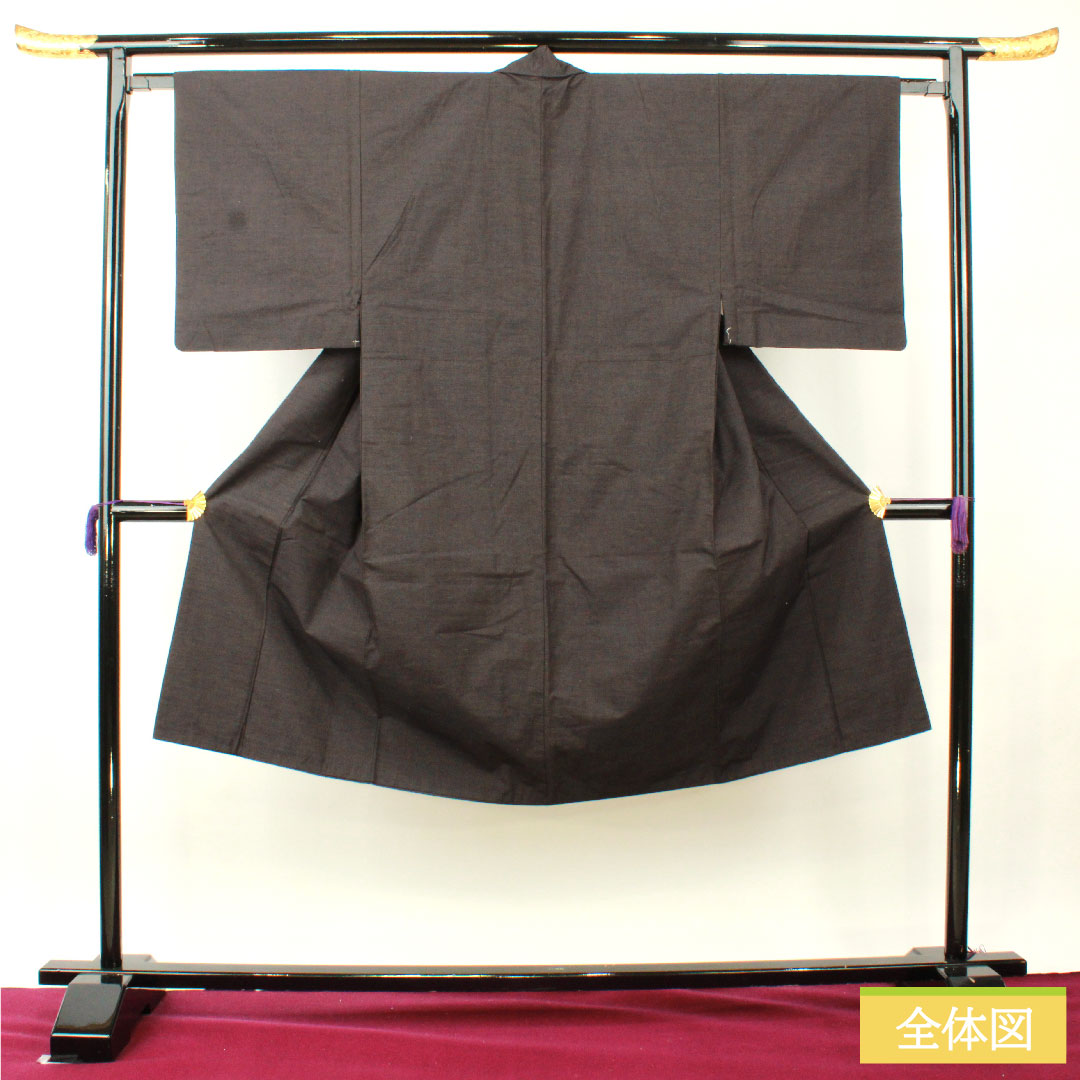 男物 正絹 身丈129cm 裄丈63.5cm 黒鼠色(くろねずいろ) 真綿紬 Sランク 袷 茶系 1119000852214