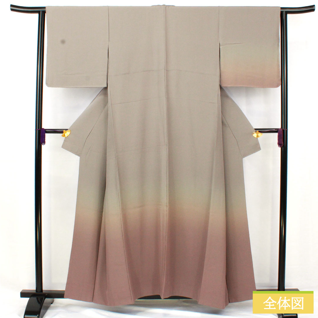 色無地 正絹 身丈156cm 裄丈63cm 錫色(すずいろ) 素無地 ボカシ模様 袷 Sランク グレー系 1114001632322