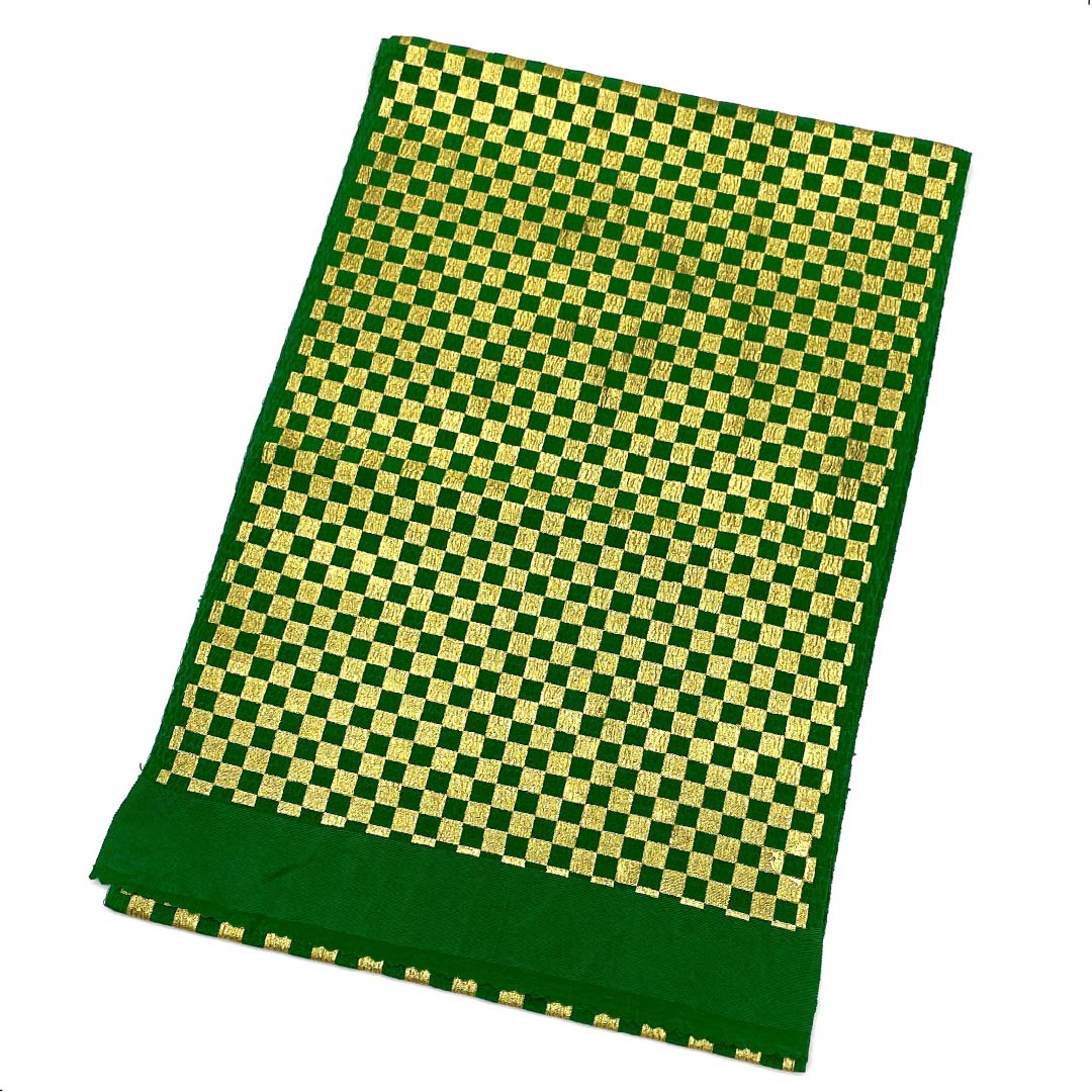 帯揚げ セミフォーマル 濃緑色(のうりょくいろ) 市松 振袖用 カジュアル 長さ約170cm 幅約28cm Sランク 緑系 1136000362919