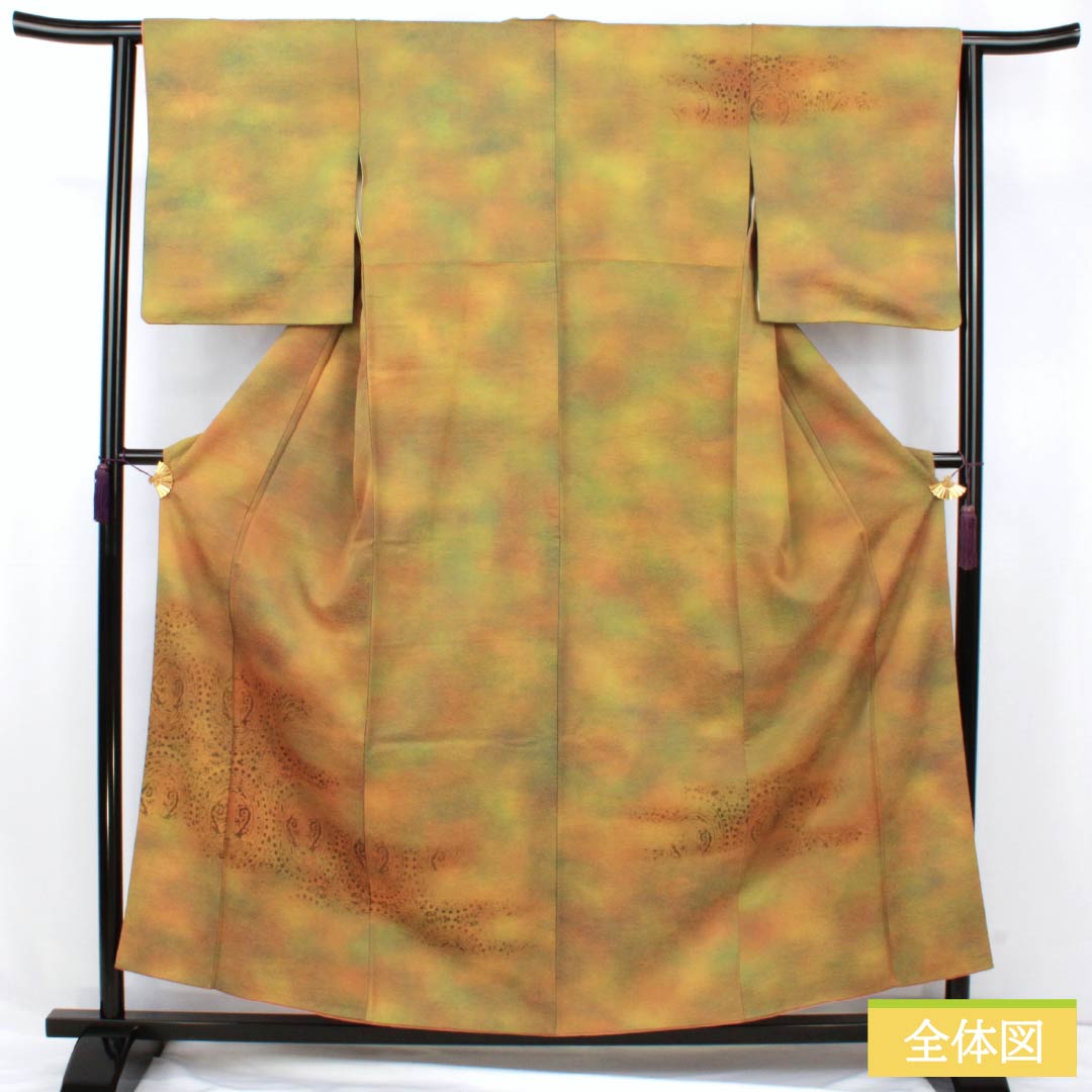 訪問着 正絹 Aランク 袷 身丈156cm 裄丈58.5cm ボカシ染 抽象模様 付下げ グラデーション系 1112007563399