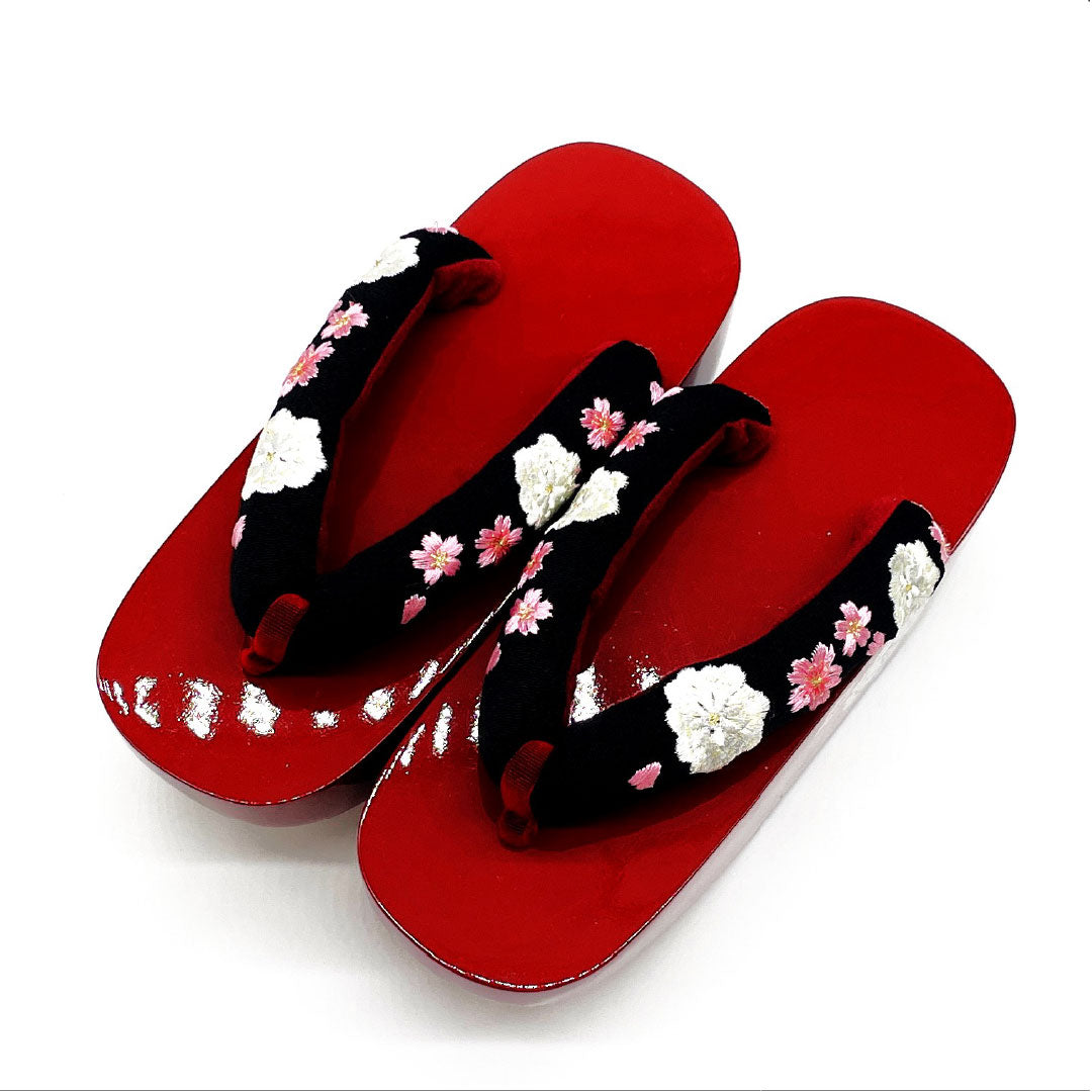 (新古品)下駄 桐 Aランク フォーマル ぽっくり下駄 こっぽり 厚底 長さ224cm XLサイズ 赤系 1122001323512