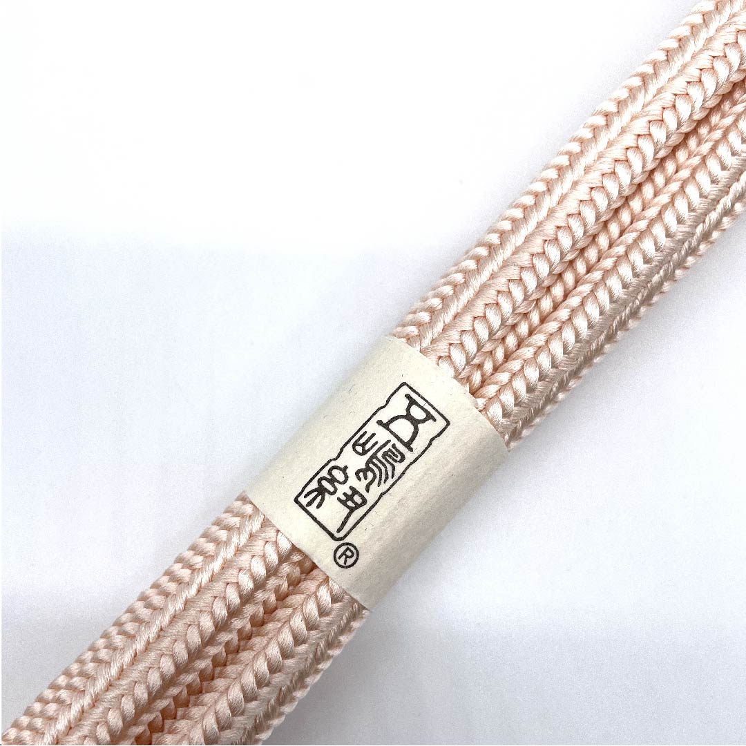 (New old stock) Obi-jime (belt fastener) made of pure silk, quarter-length cord, maiden color, Goshima cord, crown (yurugi), Edo braid, length approx. 162cm, width approx. 1cm, casual, S rank, pink, 1135000392913