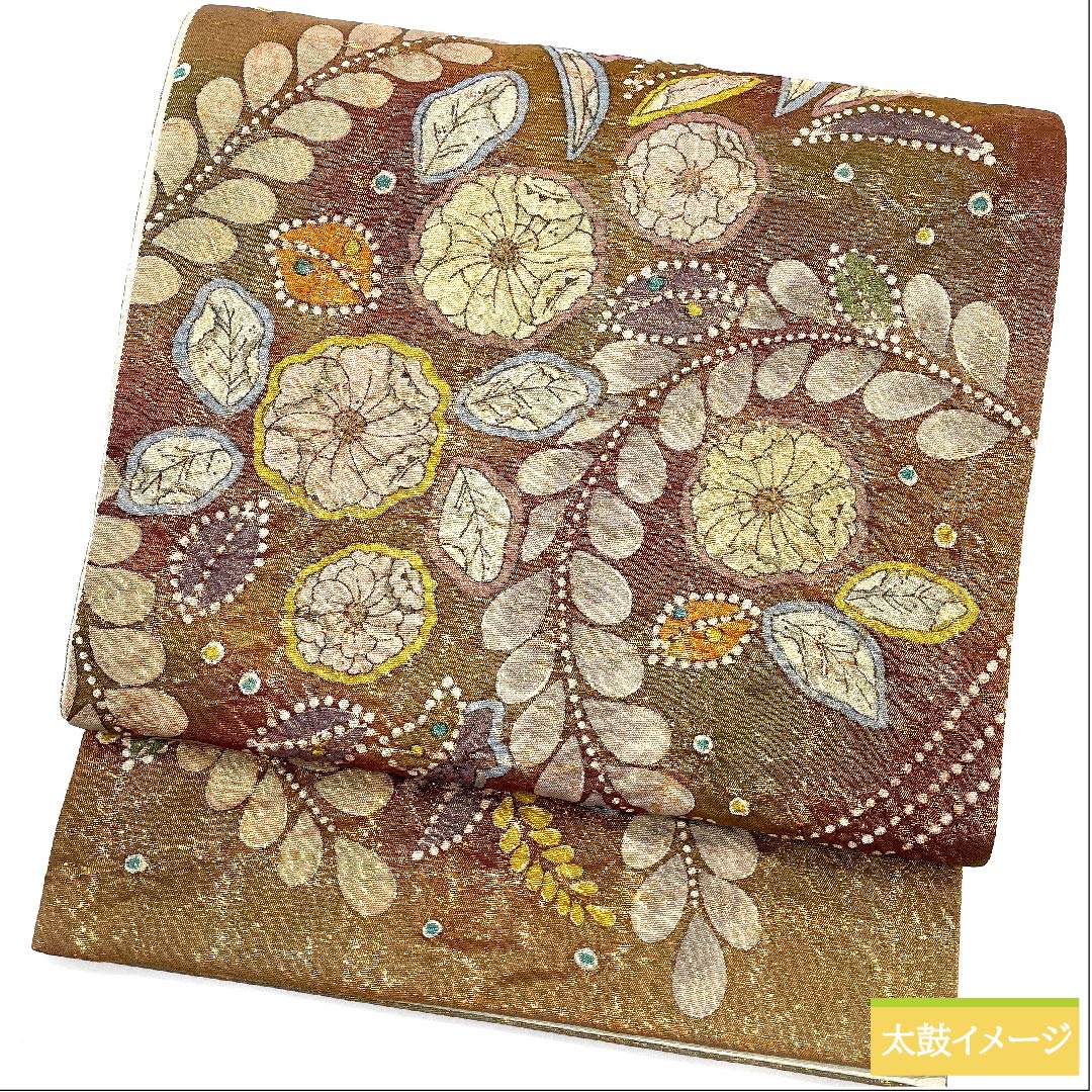 袋帯 金色 辻ヶ花 帯丈422cm 正絹 Sランク 六通 セミフォーマル 金系 1123010142321