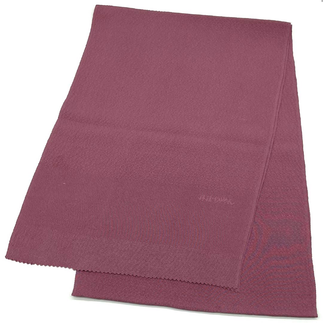 (New old stock) Formal obiage, pure silk, crimson (mekkouiro), plain Tango crepe, new old stock, length 164cm, width 30cm, S rank, purple, 1136000152920