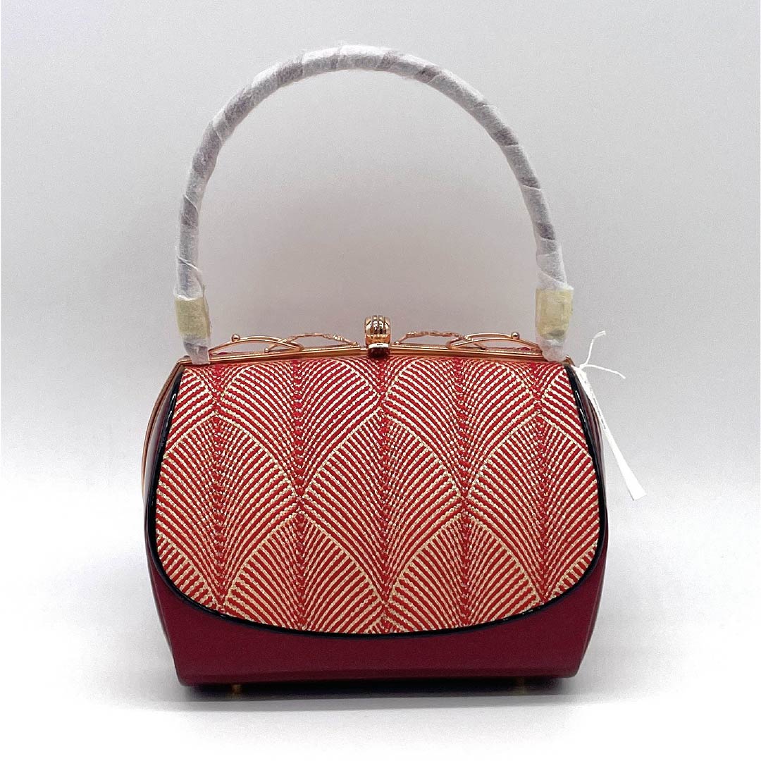 (Like New) Formal Japanese Bag, New Rank, Goshimahimo Cord, Red, for Furisode Kimono, 113900099112