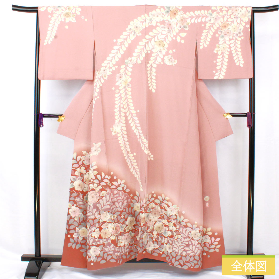 訪問着 正絹 袷 身丈157.5cm 裄丈66.5cm 紅鼠色(べにねずいろ) 辻ヶ花 桐屋翠山工房謹製 Aランク 紫系 1112005813320