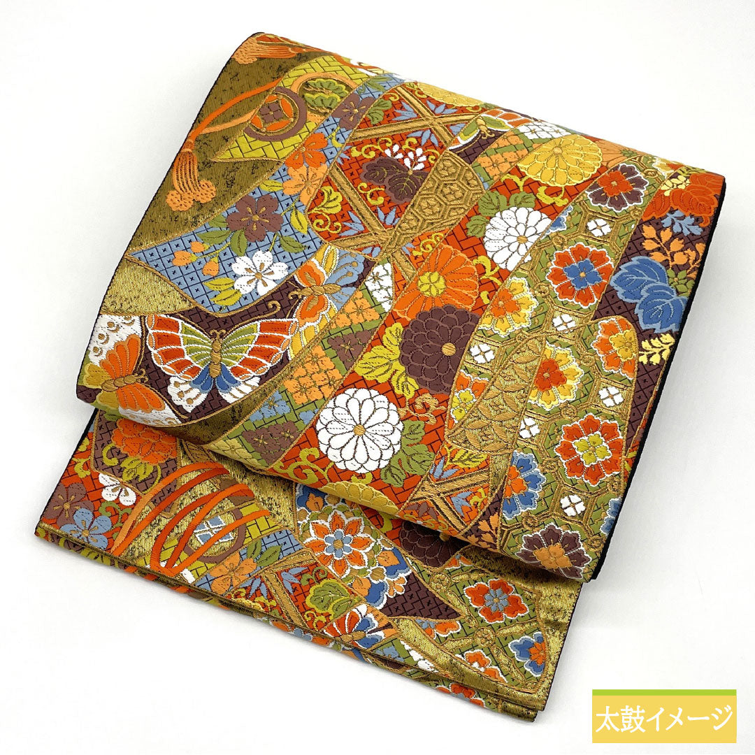 リサイクル着物】袋帯 正絹 Sランク 西陣織 引箔 吉祥文様 留袖用 振袖
