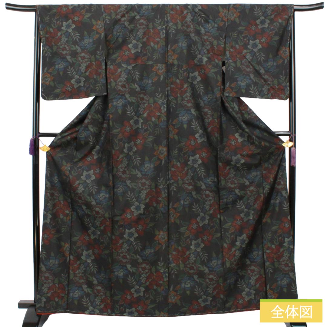 紬 着物 単衣 カジュアル 身丈157.5cm 裄65.5cm M A830-9 リサイクル着物】紬 正絹 Sランク 身丈167cm 裄丈65.5cm 大島紬 横双絣