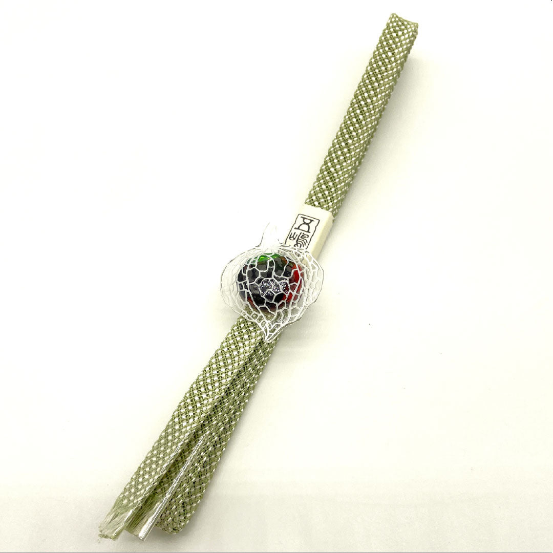 (新品)帯締め 正絹 NEWランク 三分紐 緑衫色(ろくそういろ) 白 五嶋紐 夏物 長さ約134cm 幅約1.2cm カジュアル 緑系 1135005241319