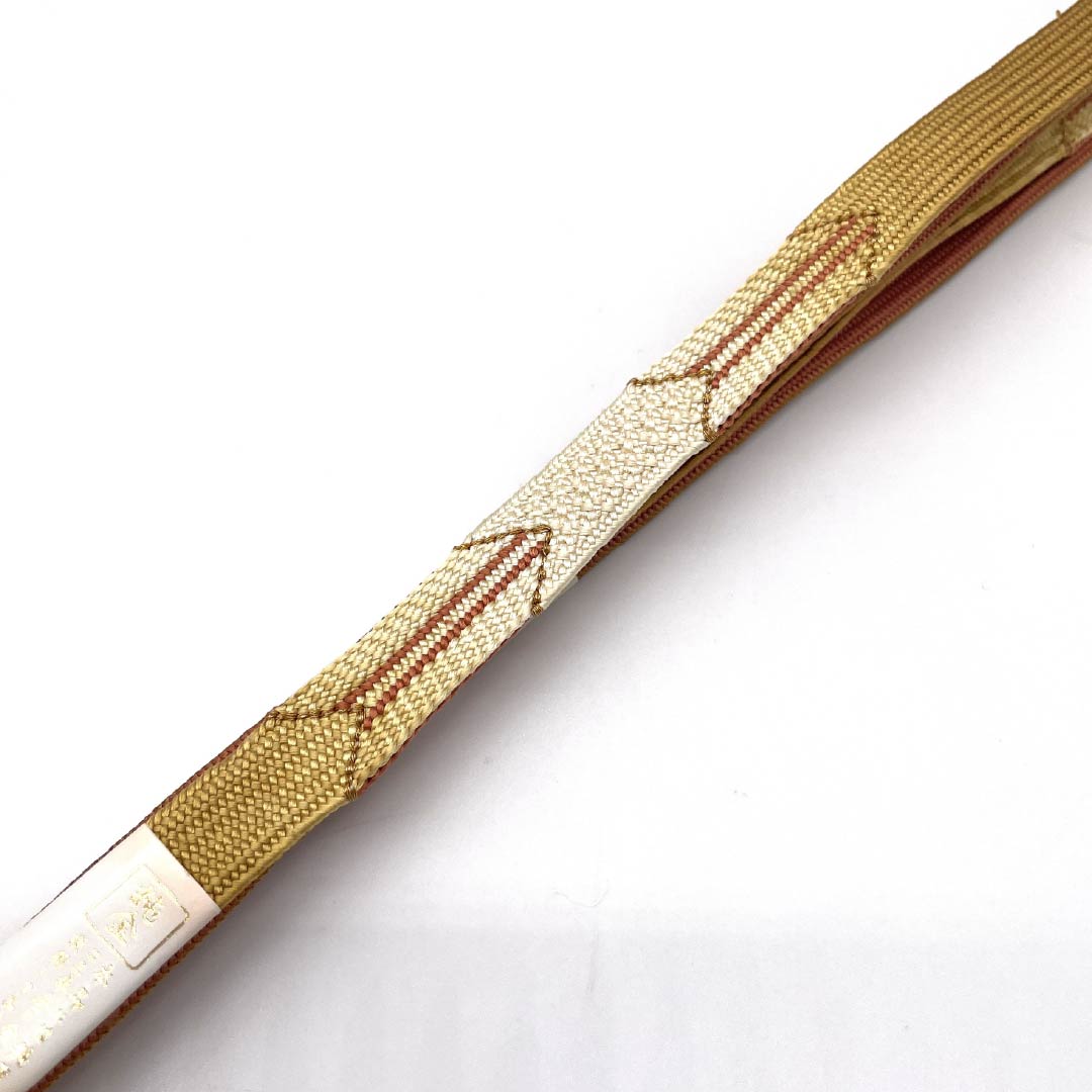 (新古品) 帯締め 正絹 四分紐 埴色(はにいろ) 手組紐 翆嵐工房 純金 長さ約161cm 幅約1.5cm セミフォーマル NEWランク 茶系 1135003441314