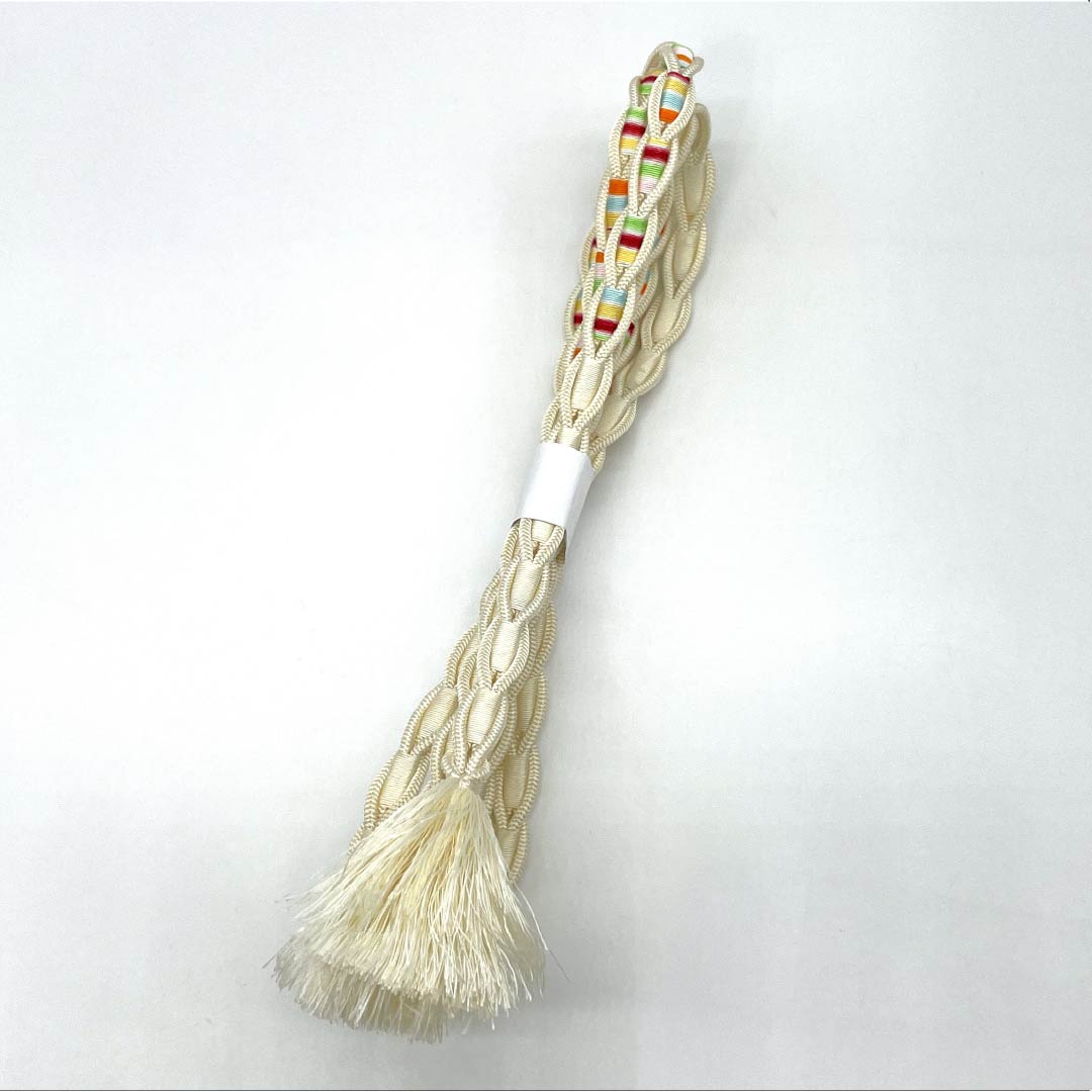 帯締め 正絹 Aランク 練色(ねりいろ) 夏用 長さ約153cm 幅約1cm カジュアル クリーム系 1135006263315