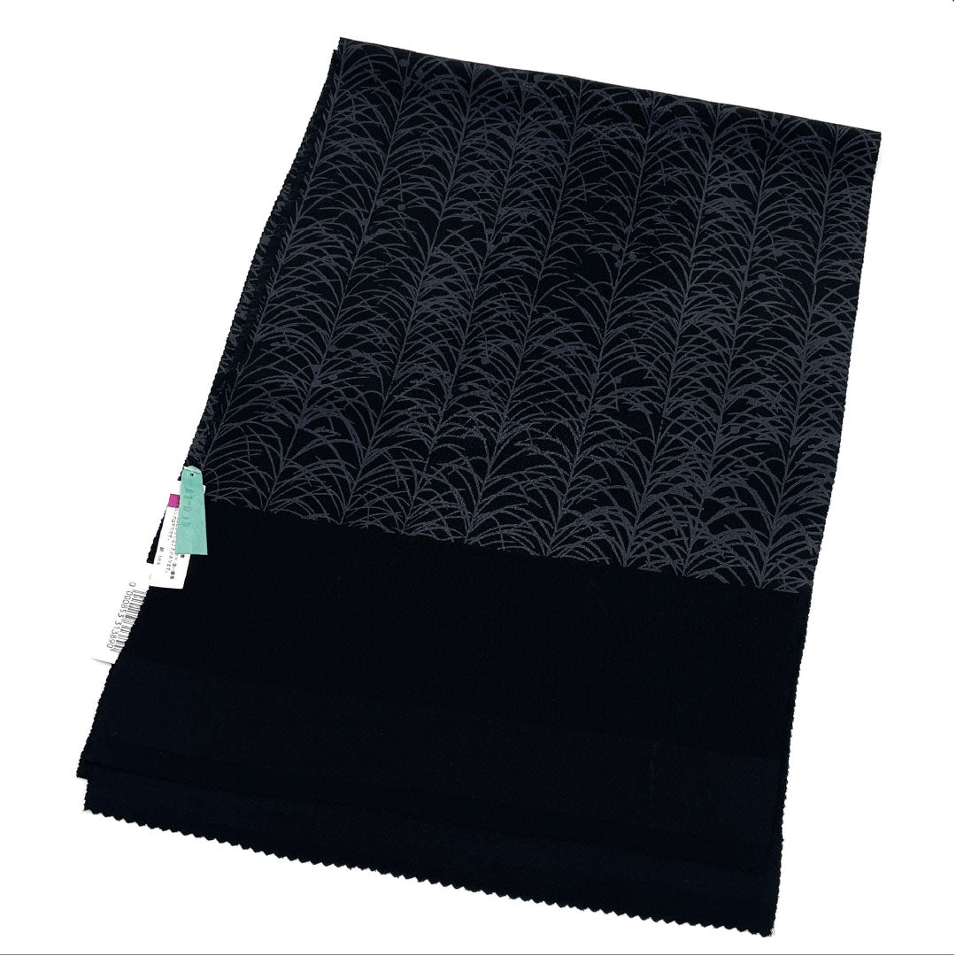 (新古品)帯揚げ 正絹 NEWランク セミフォーマル 黒色(くろいろ) 古典柄 松 長さ約176cm 幅約30cm 黒系 1136001671910